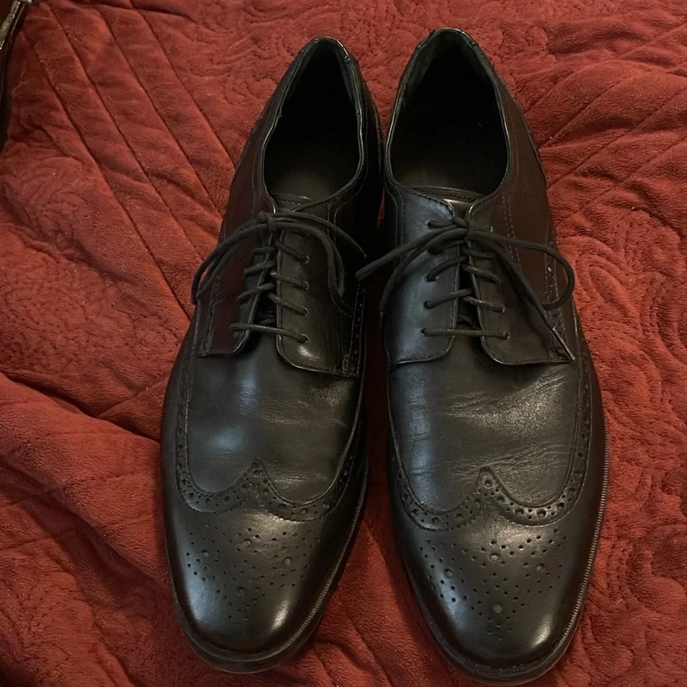 Cole Haan Men's Grand .0S Wingtip Oxford Dress Shoes Black‎ Size 12M preowned